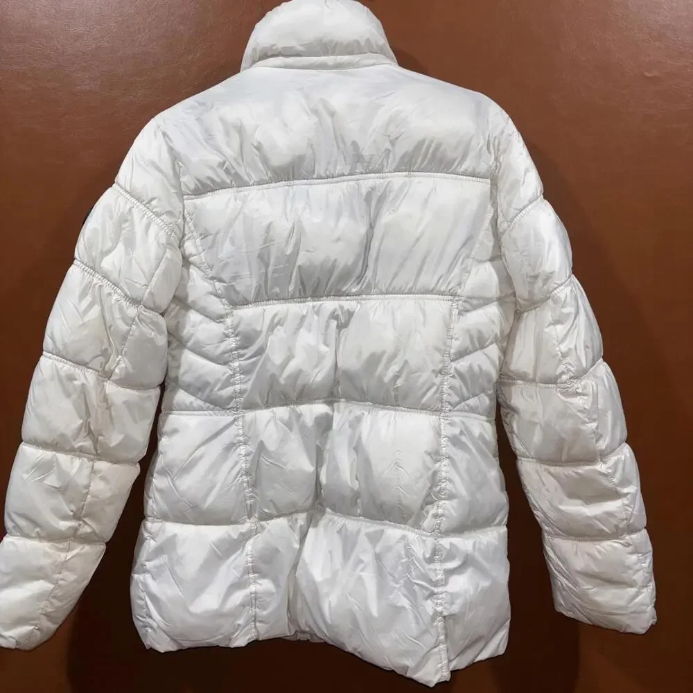 Laundry by Shelli Segal Puffer Down Jacket Womens Medium White Casual Full Zip - Picture 8 of 13